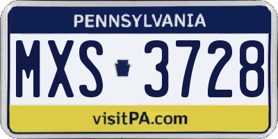 PA license plate MXS3728