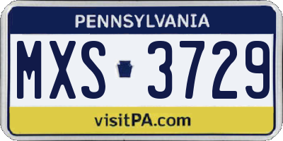 PA license plate MXS3729