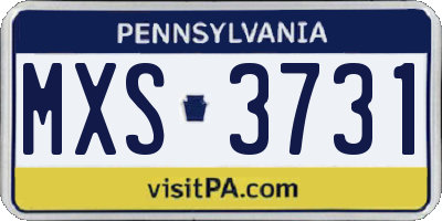 PA license plate MXS3731