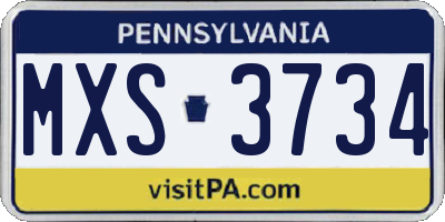 PA license plate MXS3734