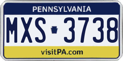 PA license plate MXS3738