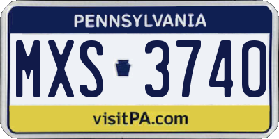 PA license plate MXS3740