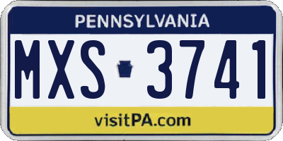 PA license plate MXS3741