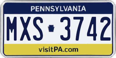 PA license plate MXS3742