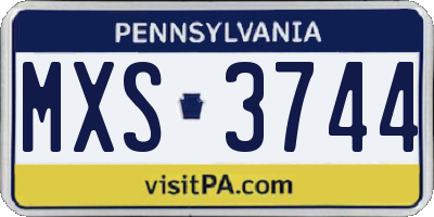 PA license plate MXS3744