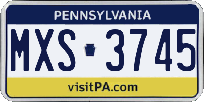 PA license plate MXS3745