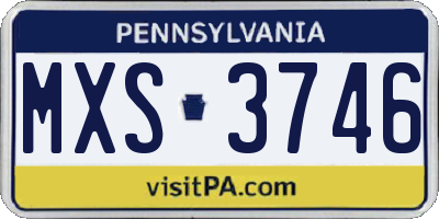 PA license plate MXS3746