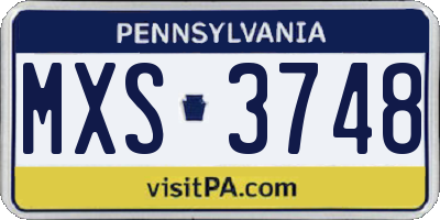 PA license plate MXS3748
