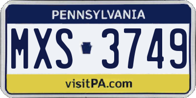 PA license plate MXS3749
