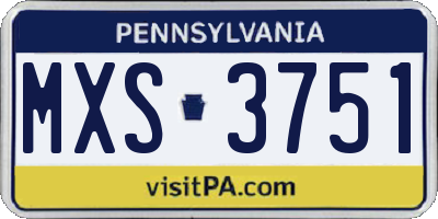 PA license plate MXS3751