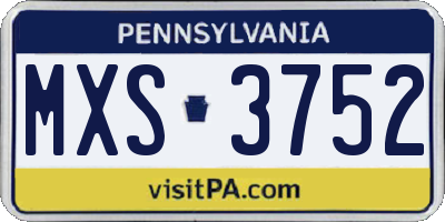PA license plate MXS3752