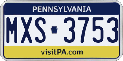 PA license plate MXS3753