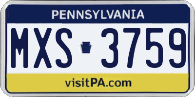 PA license plate MXS3759