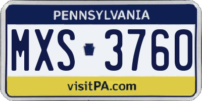 PA license plate MXS3760