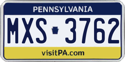 PA license plate MXS3762