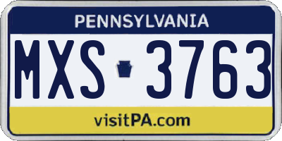PA license plate MXS3763