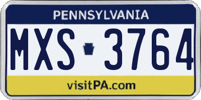 PA license plate MXS3764
