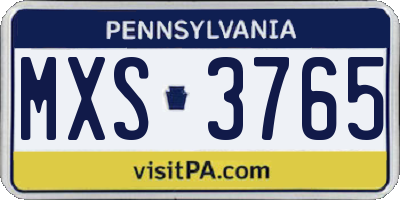 PA license plate MXS3765
