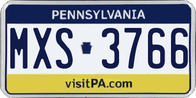 PA license plate MXS3766