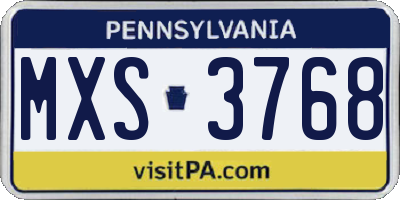 PA license plate MXS3768