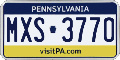 PA license plate MXS3770