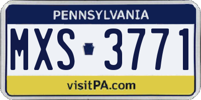 PA license plate MXS3771