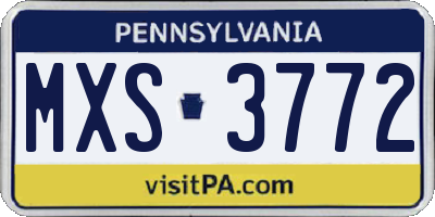 PA license plate MXS3772