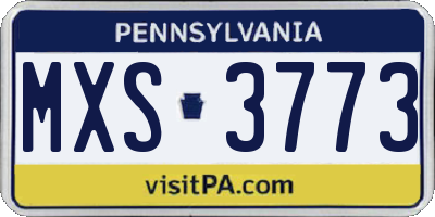 PA license plate MXS3773