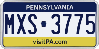 PA license plate MXS3775
