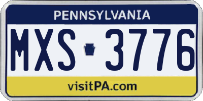PA license plate MXS3776
