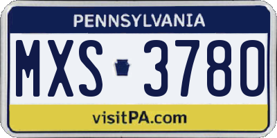 PA license plate MXS3780