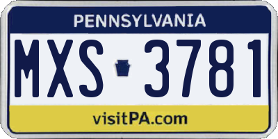 PA license plate MXS3781
