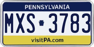 PA license plate MXS3783