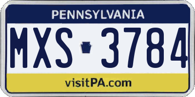 PA license plate MXS3784
