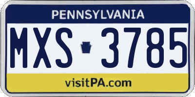 PA license plate MXS3785