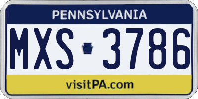 PA license plate MXS3786