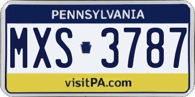 PA license plate MXS3787