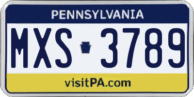 PA license plate MXS3789