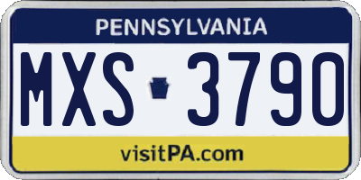 PA license plate MXS3790