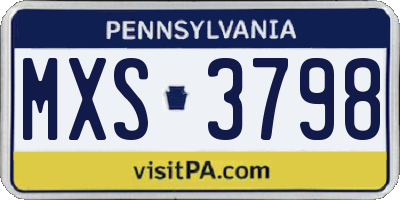 PA license plate MXS3798