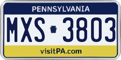 PA license plate MXS3803