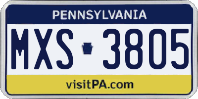 PA license plate MXS3805