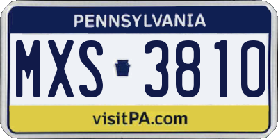 PA license plate MXS3810