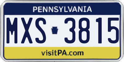 PA license plate MXS3815
