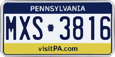PA license plate MXS3816