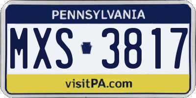 PA license plate MXS3817