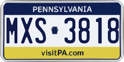 PA license plate MXS3818