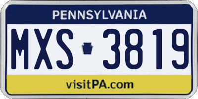 PA license plate MXS3819