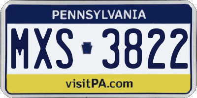 PA license plate MXS3822
