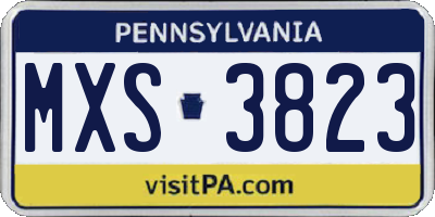 PA license plate MXS3823